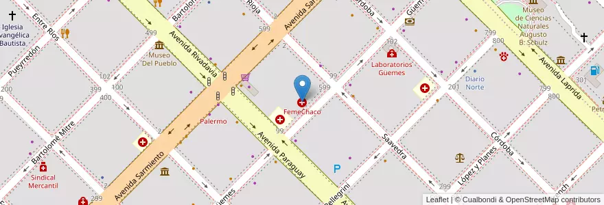 Mapa de ubicacion de FemeChaco en Argentina, Chaco, Departamento San Fernando, Resistencia, Resistencia.