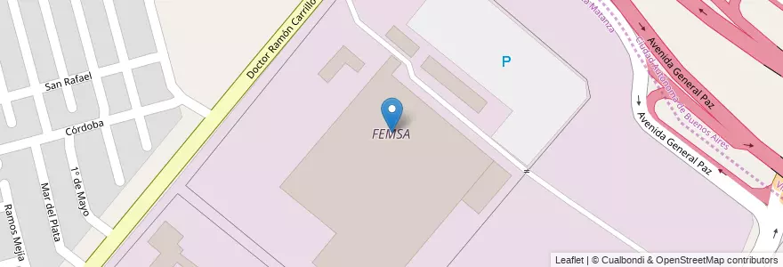 Mapa de ubicacion de FEMSA en アルゼンチン, ブエノスアイレス州, Partido De La Matanza, Villa Celina.