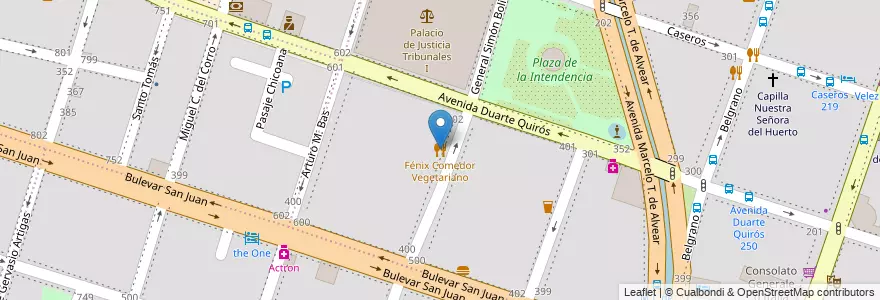 Mapa de ubicacion de Fénix Comedor Vegetariano en الأرجنتين, Córdoba, Departamento Capital, Pedanía Capital, Córdoba, Municipio De Córdoba.