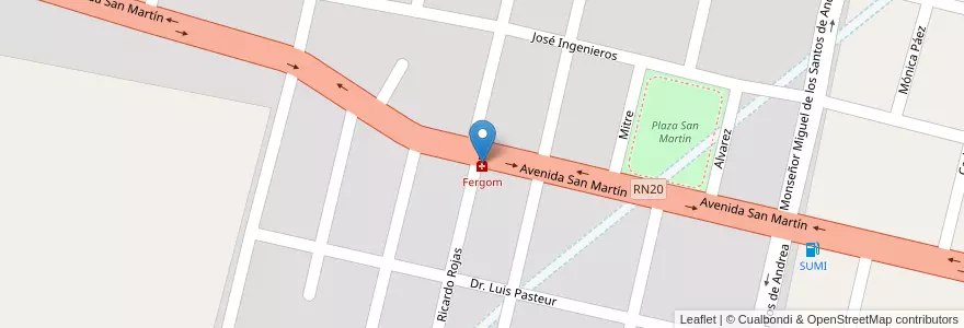 Mapa de ubicacion de Fergom en アルゼンチン, コルドバ州, Departamento San Javier, Pedanía Dolores, Municipio De Villa Dolores, Villa Dolores.