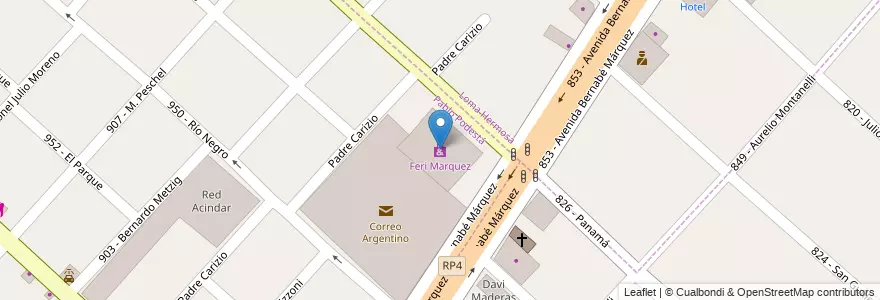 Mapa de ubicacion de Feri Marquez en Arjantin, Buenos Aires, Partido De Tres De Febrero, Pablo Podestá.