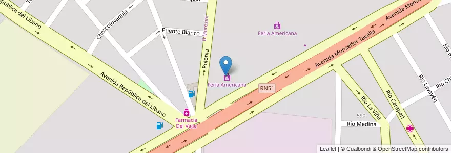 Mapa de ubicacion de Feria Americana en 아르헨티나, Salta, Capital, Municipio De Salta, Salta.