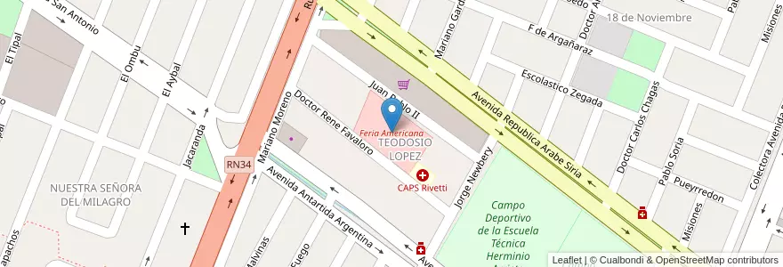 Mapa de ubicacion de Feria Americana en Argentinien, Jujuy, Departamento Ledesma, Municipio De Libertador General San Martín, Libertador General San Martín.