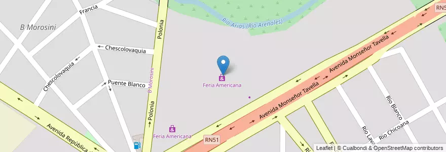 Mapa de ubicacion de Feria Americana en Argentinien, Salta, Capital, Municipio De Salta, Salta.