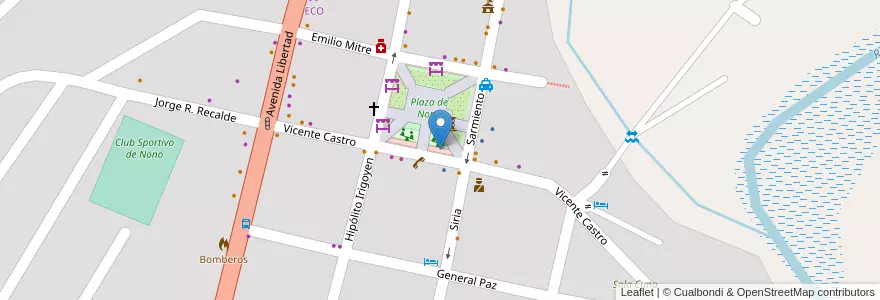 Mapa de ubicacion de Feria artesanal de Nono en 아르헨티나, Córdoba, Departamento San Alberto, Municipio De Nono, Pedanía Nono, Nono.
