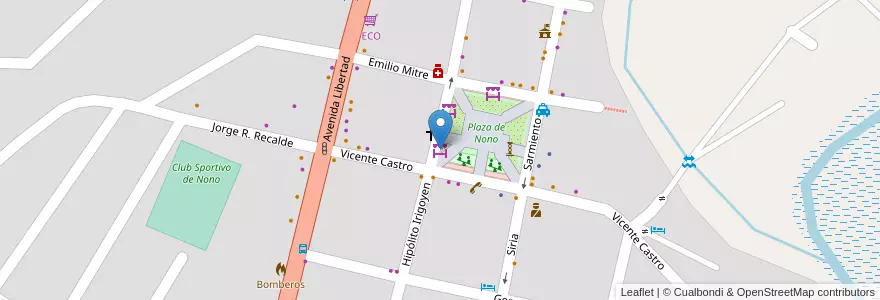 Mapa de ubicacion de Feria artesanal de Nono en Argentinië, Córdoba, Departamento San Alberto, Municipio De Nono, Pedanía Nono, Nono.