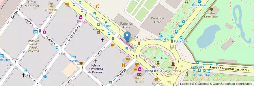 Mapa de ubicacion de Feria de Libros Plaza Italia, Palermo en الأرجنتين, Ciudad Autónoma De Buenos Aires, Buenos Aires, Comuna 14.