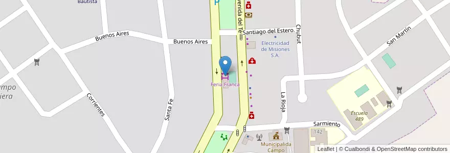 Mapa de ubicacion de Feria Franca en Argentina, Misiones, Departamento Oberá, Municipio De Campo Viera, Campo Viera.