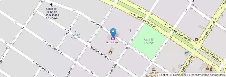 Mapa de ubicacion de Feria Franca en Arjantin, Misiones, Departamento Leandro N. Alem, Municipio De Leandro N. Alem, Leandro N. Alem.