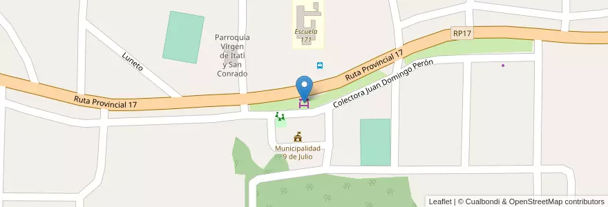 Mapa de ubicacion de Feria Franca en Argentinien, Misiones, Departamento Eldorado, Municipio De 9 De Julio.