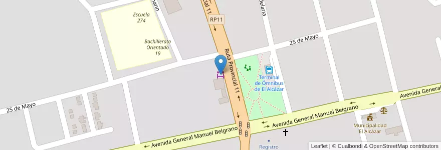 Mapa de ubicacion de Feria Franca en 阿根廷, Misiones, Departamento Libertador General San Martín, Municipio De El Alcázar, El Alcázar.