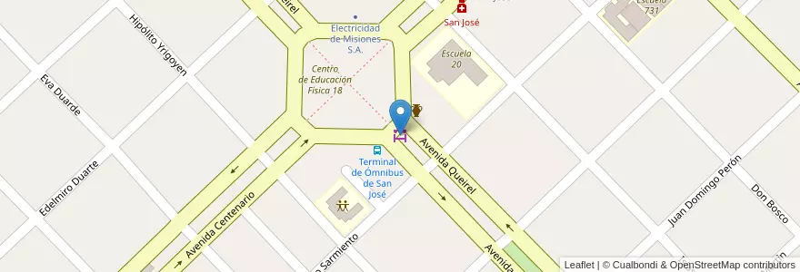 Mapa de ubicacion de Feria Franca de San José en アルゼンチン, ミシオネス州, Departamento Apóstoles, Municipio De San José.