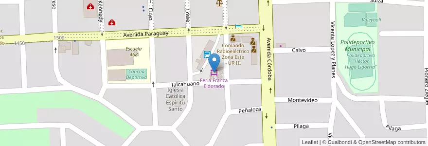 Mapa de ubicacion de Feria Franca Eldorado en アルゼンチン, ミシオネス州, Departamento Eldorado, Municipio De Eldorado, Eldorado.