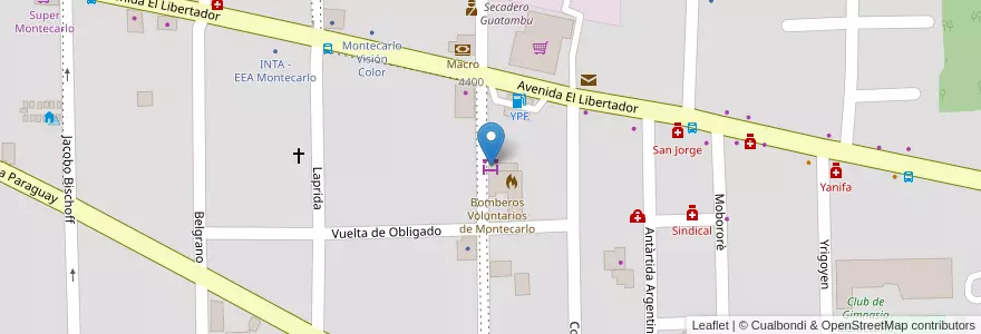 Mapa de ubicacion de Feria Franca Montecarlo en Argentinien, Misiones, Departamento Montecarlo, Municipio De Montecarlo, Montecarlo.