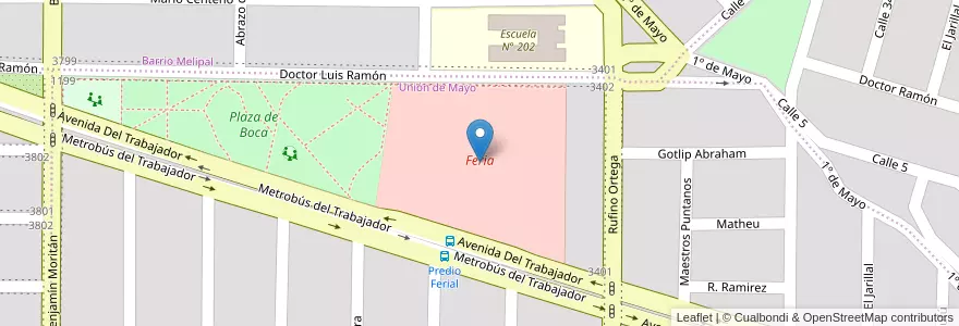 Mapa de ubicacion de Feria en Argentine, Chili, Province De Neuquén, Departamento Confluencia, Municipio De Neuquén, Neuquén.