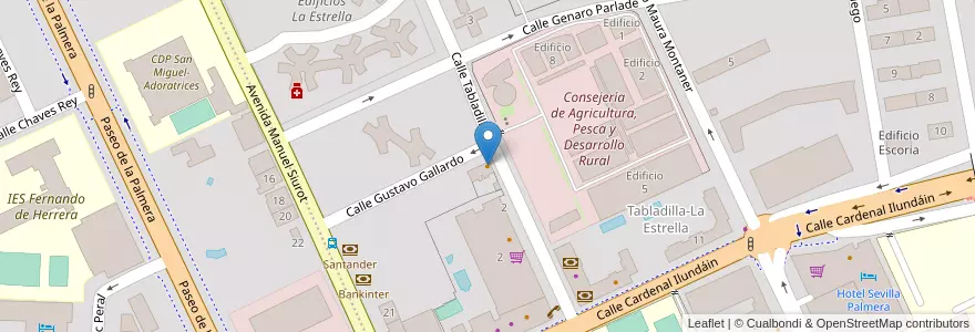 Mapa de ubicacion de Fernanda Bar de Abastos en スペイン, アンダルシア州, Sevilla, セビリア.