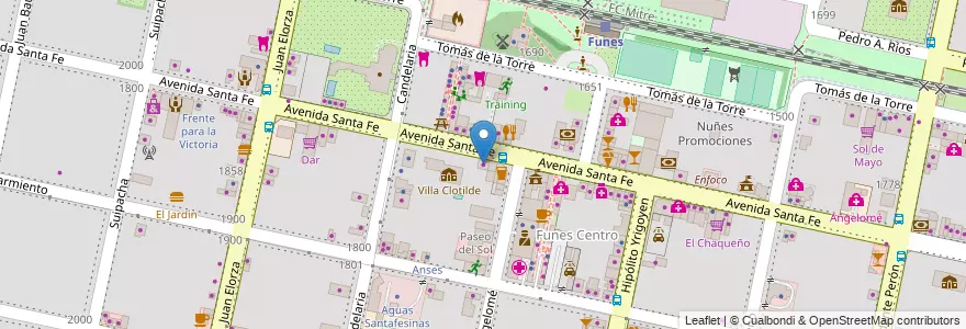 Mapa de ubicacion de Fernández en 아르헨티나, Santa Fe, Departamento Rosario, Municipio De Funes, Funes.