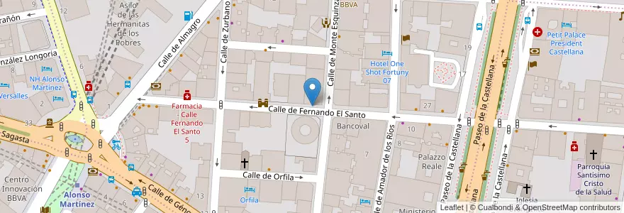Mapa de ubicacion de FERNANDO EL SANTO, CALLE, DE,17 en اسپانیا, بخش خودمختار مادرید, بخش خودمختار مادرید, Área Metropolitana De Madrid Y Corredor Del Henares, مادرید.