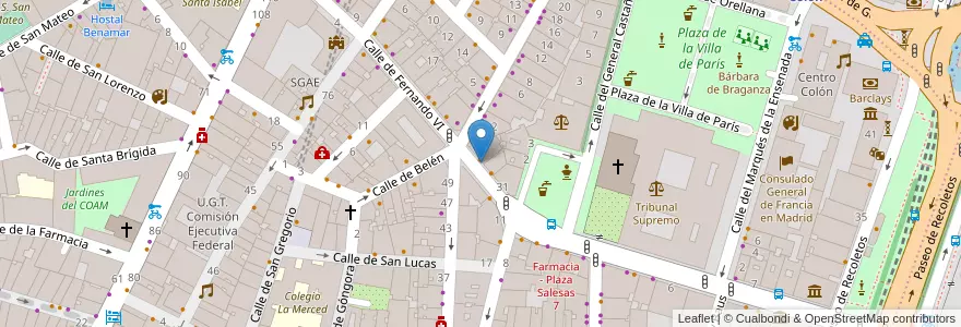Mapa de ubicacion de FERNANDO VI, CALLE, DE,29 en Spanien, Autonome Gemeinschaft Madrid, Autonome Gemeinschaft Madrid, Área Metropolitana De Madrid Y Corredor Del Henares, Madrid.