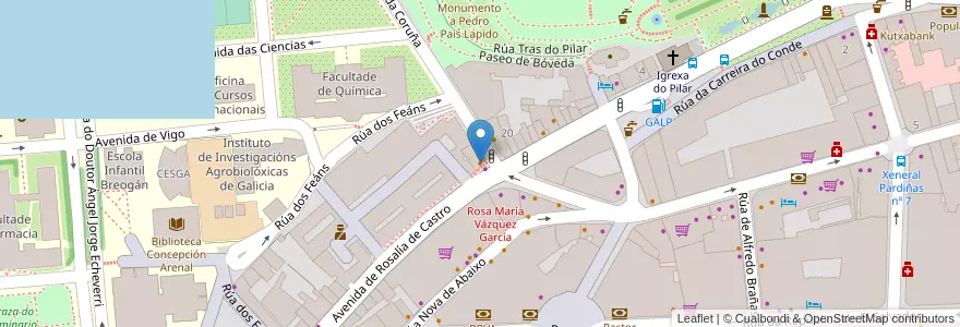 Mapa de ubicacion de Ferradura en スペイン, ガリシア州, A Coruña, Santiago, Santiago De Compostela.