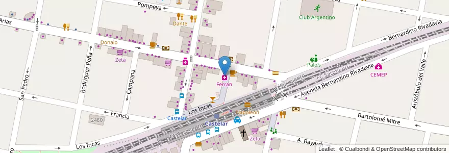 Mapa de ubicacion de Ferran en Arjantin, Buenos Aires, Partido De Morón, Castelar.