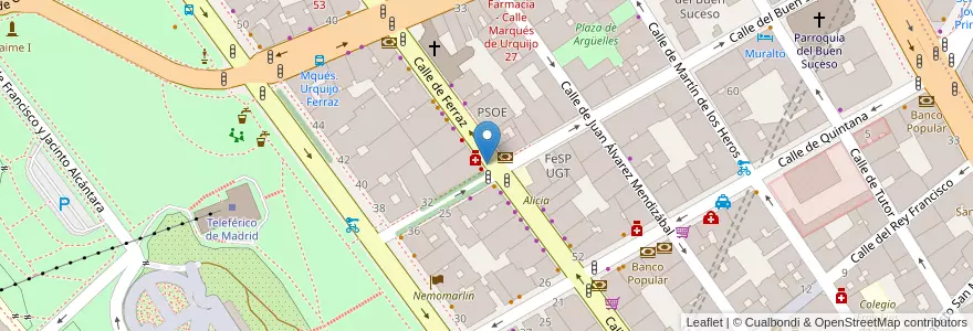 Mapa de ubicacion de FERRAZ, CALLE, DE,33 en Espagne, Communauté De Madrid, Communauté De Madrid, Área Metropolitana De Madrid Y Corredor Del Henares, Madrid.
