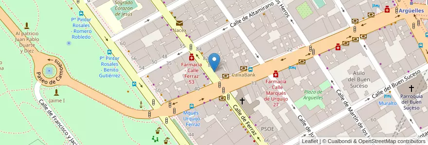 Mapa de ubicacion de FERRAZ, CALLE, DE,78 en Spanje, Comunidad De Madrid, Comunidad De Madrid, Área Metropolitana De Madrid Y Corredor Del Henares, Madrid.