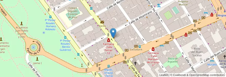 Mapa de ubicacion de FERRAZ, CALLE, DE,84 en 스페인, Comunidad De Madrid, Comunidad De Madrid, Área Metropolitana De Madrid Y Corredor Del Henares, 마드리드.