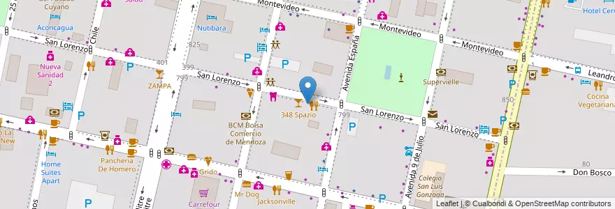 Mapa de ubicacion de Ferrer Salud en آرژانتین, شیلی, Mendoza, Departamento Capital, Sección 2ª Barrio Cívico, Ciudad De Mendoza.