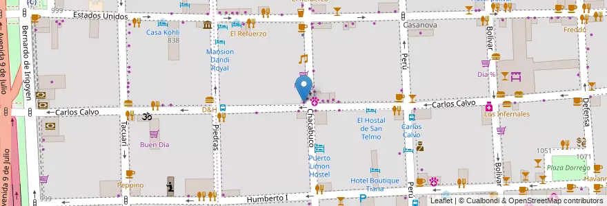 Mapa de ubicacion de Ferretería Centro del Sur, San Telmo en الأرجنتين, Ciudad Autónoma De Buenos Aires, Comuna 1, Buenos Aires.