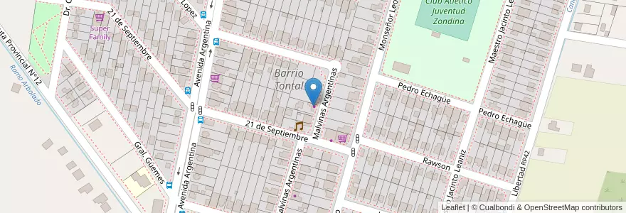 Mapa de ubicacion de Ferretería Zonda en Argentina, San Juan, Chile, Zonda.