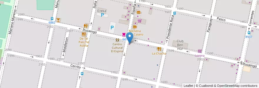 Mapa de ubicacion de Ferreteria en アルゼンチン, サンタフェ州, Departamento Rosario, Municipio De Rosario, ロサリオ.