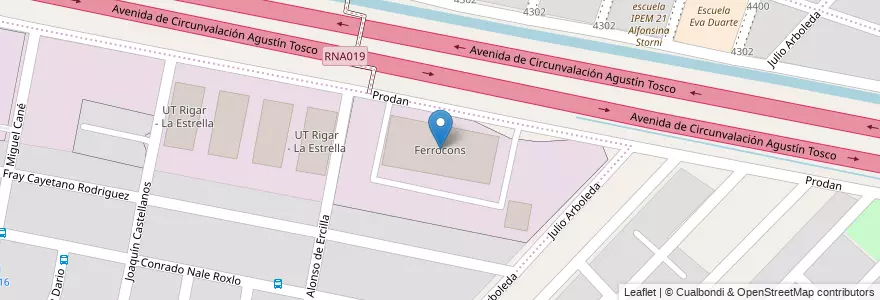Mapa de ubicacion de Ferrocons en Argentina, Córdoba, Departamento Capital, Pedanía Capital, Cordoba, Municipio De Córdoba.