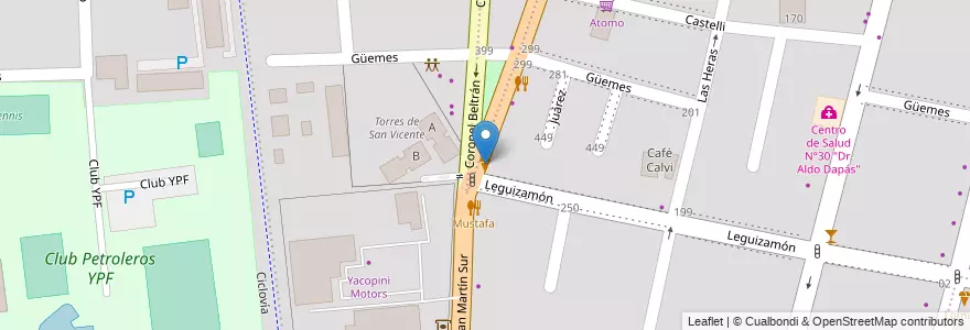 Mapa de ubicacion de Ferruccio Soppelsa en Arjantin, Şili, Mendoza, Godoy Cruz, Departamento Godoy Cruz, Distrito Ciudad De Godoy Cruz.