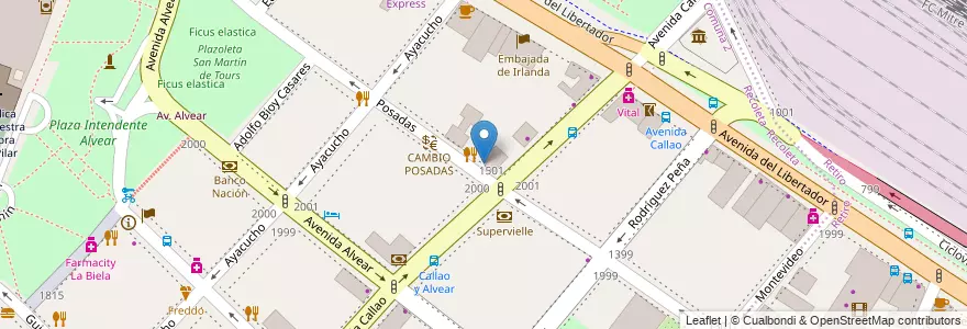 Mapa de ubicacion de Fervor, Recoleta en الأرجنتين, Ciudad Autónoma De Buenos Aires, Comuna 1, Buenos Aires.
