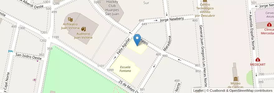 Mapa de ubicacion de FFHA - Escuela de Música en 阿根廷, San Juan, 智利, Capital.