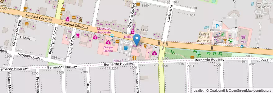 Mapa de ubicacion de Fiambrería Córdoba en 아르헨티나, Santa Fe, Departamento Rosario, Municipio De Funes, Funes.