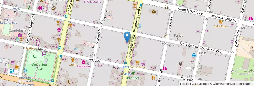 Mapa de ubicacion de Fiambrería El Gringo en الأرجنتين, سانتا في, Departamento Rosario, Municipio De Funes, Funes.