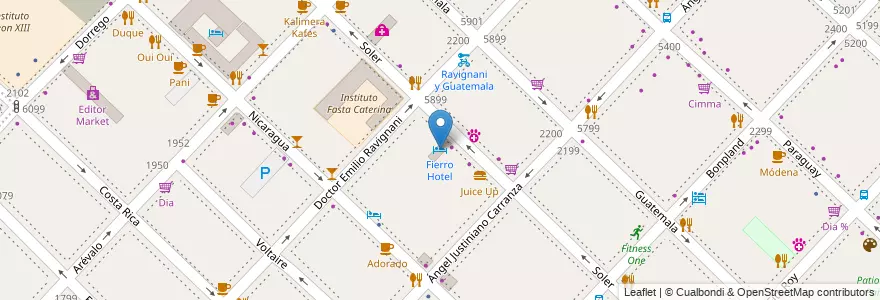 Mapa de ubicacion de Fierro Hotel, Palermo en アルゼンチン, Ciudad Autónoma De Buenos Aires, ブエノスアイレス, Comuna 14.