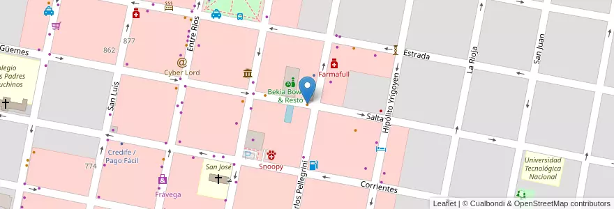 Mapa de ubicacion de Fiestissima en アルゼンチン, エントレ・リオス州, Departamento Concordia, Distrito Suburbios, Concordia, Concordia.