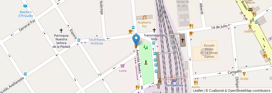 Mapa de ubicacion de Finisterre en Argentinië, Buenos Aires, Partido De Lomas De Zamora, Temperley.