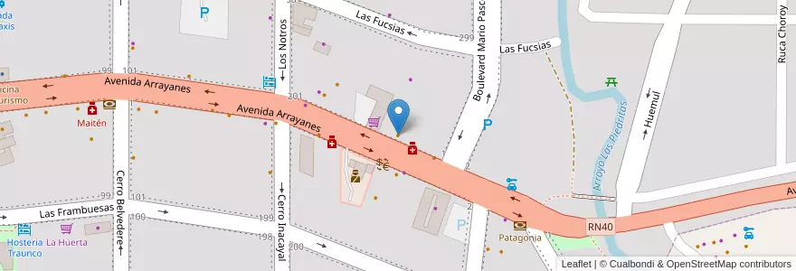 Mapa de ubicacion de Finnegan en Argentinië, Chili, Neuquén, Departamento Los Lagos, Villa La Angostura, Villa La Angostura.