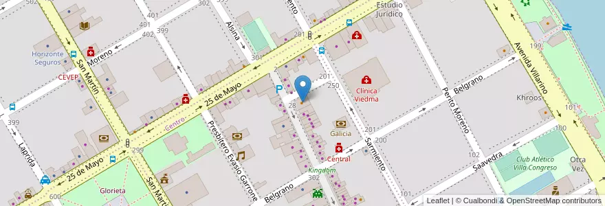 Mapa de ubicacion de Fiore Helados en 아르헨티나, 리오네그로주, Departamento Adolfo Alsina, Viedma, Viedma.