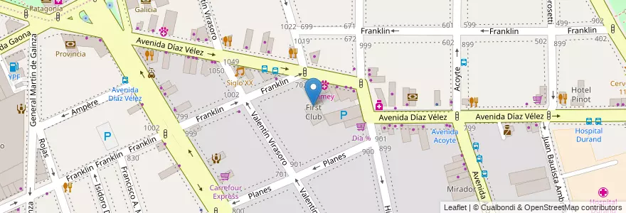 Mapa de ubicacion de First Club, Caballito en Argentinië, Ciudad Autónoma De Buenos Aires, Buenos Aires, Comuna 6.