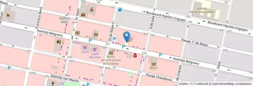 Mapa de ubicacion de First English Centre (Academia de Inglés) en آرژانتین, Córdoba, Departamento Marcos Juárez, Pedanía Espinillos, Municipio De Marcos Juárez.