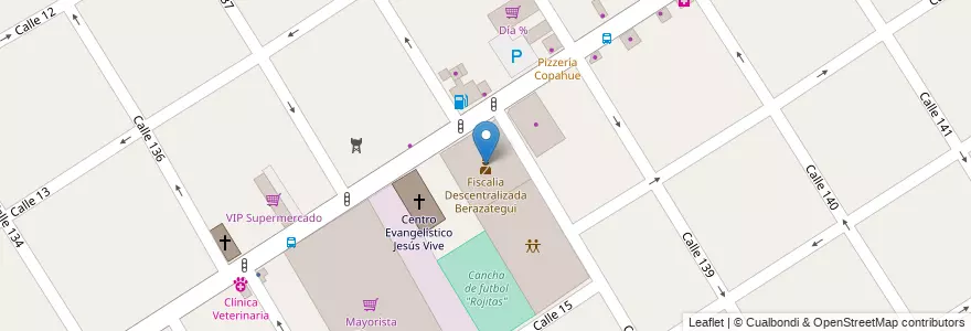 Mapa de ubicacion de Fiscalia Descentralizada Berazategui en Argentinië, Buenos Aires, Partido De Berazategui, Berazategui.