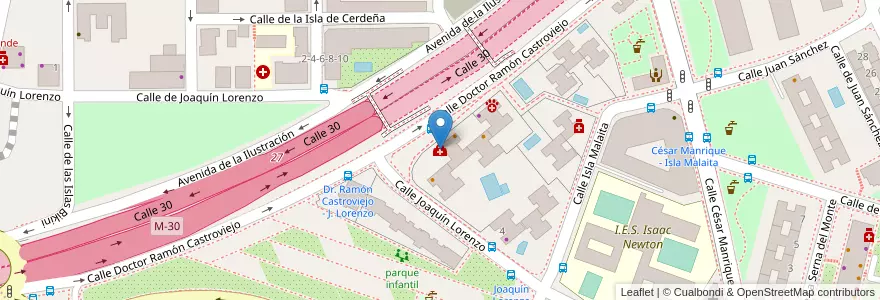 Mapa de ubicacion de Fisioterapia Quirós en Испания, Мадрид, Мадрид, Área Metropolitana De Madrid Y Corredor Del Henares, Мадрид.