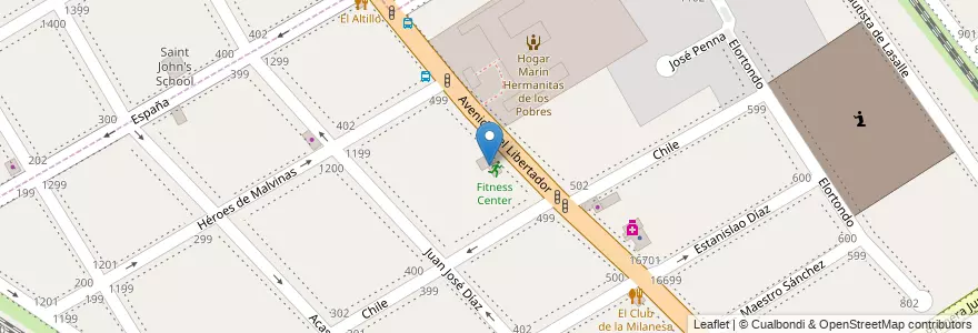 Mapa de ubicacion de Fitness Center en Argentina, Provincia Di Buenos Aires, Partido De San Isidro, San Isidro.