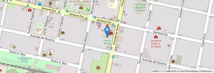 Mapa de ubicacion de Fitness Ranch en Аргентина, Санта-Фе, Departamento Rosario, Municipio De Funes, Funes.