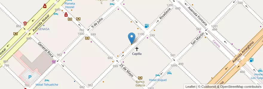 Mapa de ubicacion de Fitzroya Pizzería en Аргентина, Чили, Чубут, Departamento Futaleufú, Esquel.